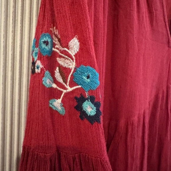 FREE PEOPLE Red Floral Te Amo Bohemian Mini Dress, Large - Picture 8 of 16